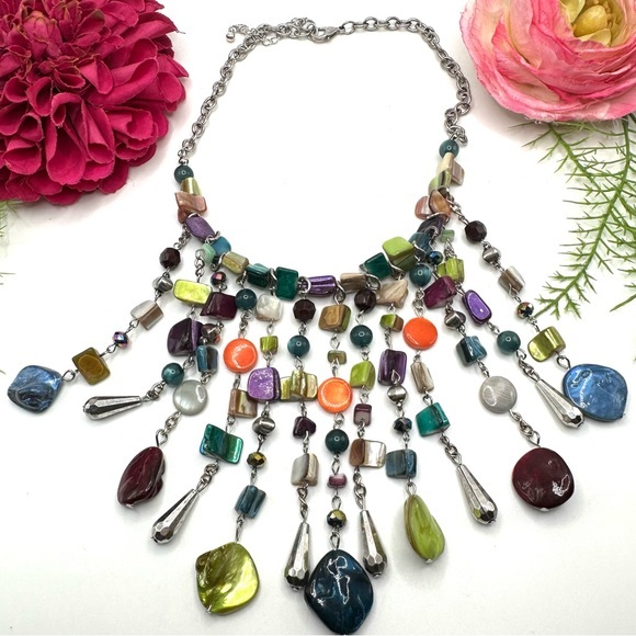 Jewelry - NEW⚜️Mother Of Pearl & Glass Crystal Chandelier Necklace